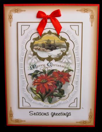 Vintage Christmas Poinsettia Card Front by Suzi Cooper