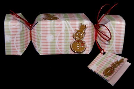 Gingerbread Snowman Cracker Box with Gift Tag by Suzi Cooper