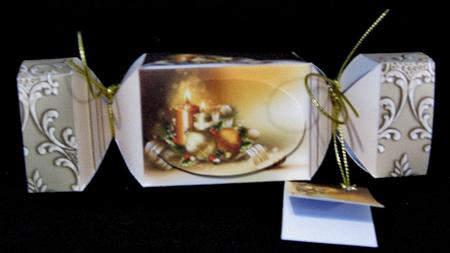 Christmas Candles Cracker Box with Gift Tag by Suzi Cooper