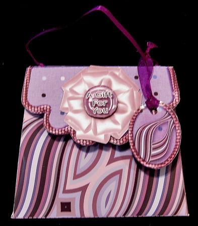 Handbag Gift Box Purple Retro Pattern by Suzi Cooper