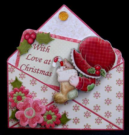 Christmas Bonnet Girl Envelope Peeper Card Mini Kit by Suzi Cooper