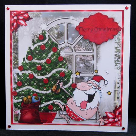 Funny Drunk Santa Card Topper by Suzi Cooper
