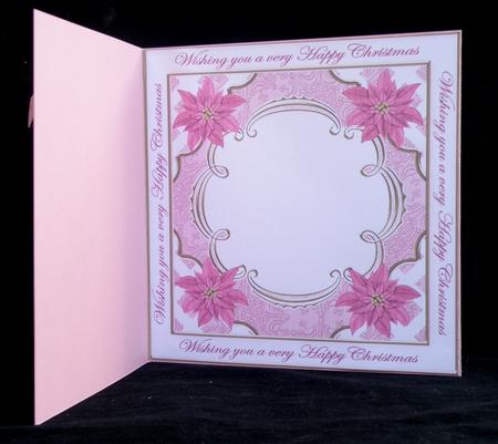 Cerise Poinsettia Happy Christmas Lattice 8in Insert Panel by Suzi Cooper