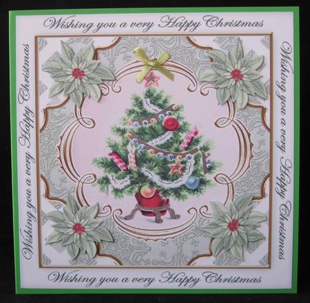 Elegant Tree Happy Christmas Lattice Corner 8in Topper by Suzi Cooper