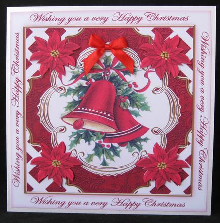 Christmas Bells Happy Christmas Lattice Corner 8in Topper by Suzi Cooper