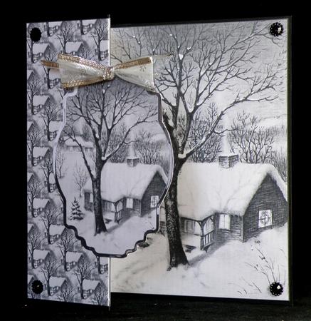 Snow on the Roof Tops Fold Back Card by Suzi Cooper