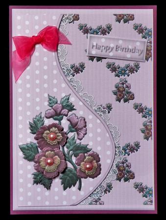 Embroidered Flowers Teardrop Side Panel Card by Suzi Cooper