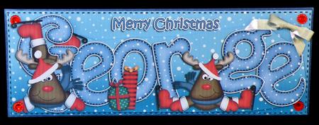 Merry Christmas George Rudolph Large Dl & 3D Decoupage by Suzi Cooper