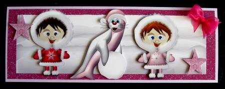 Cute Seal with Eskimos in Pink, Snow Dl by Suzi Cooper