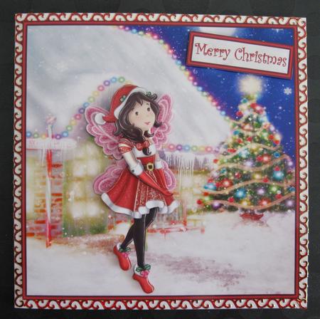 Looking Out for Santa 8x8 Card Front with Decoupage by Suzi Cooper
