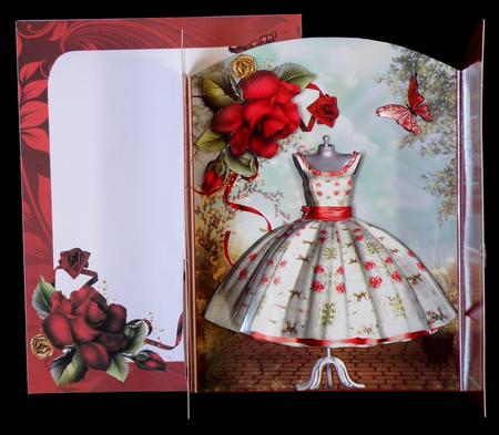 Beautiful Arched Door Gate Fold Card Kit Red Rose by Suzi Cooper