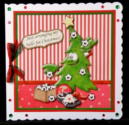 Football Fan's Christmas Tree Card Topper & Decoupage 8x8 by Suzi Cooper