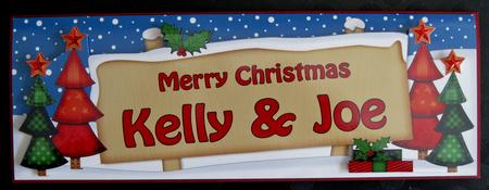 Xmas Kelly & Joe Trees Signpost Lge Dl Easicut Decoupage by Suzi Cooper