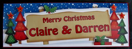 Xmas Claire & Darren Trees Signpost Lge Dl Easicut Decoupage by Suzi Cooper