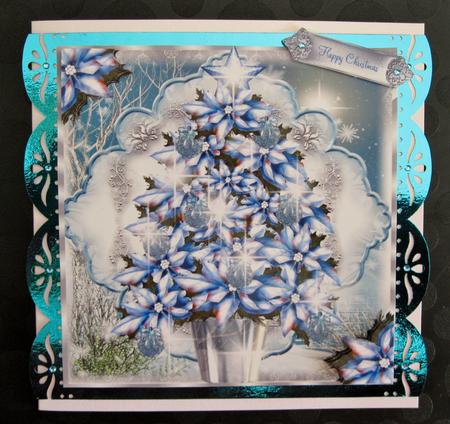Blue Poinsettia Christmas Tree by Suzi Cooper