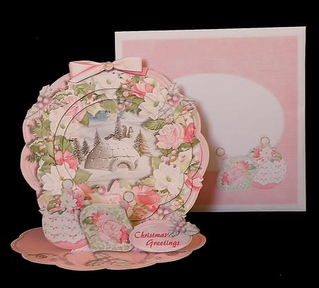 Stack-a-wreath 3D Easel Card Kit - Ice Pink Christmas by Suzi Cooper