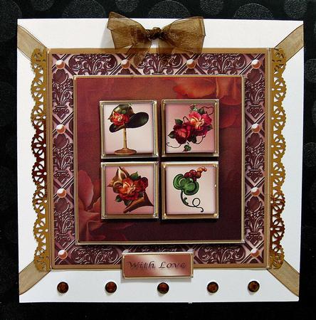 Russet Roses Square Layers Card Front by Suzi Cooper