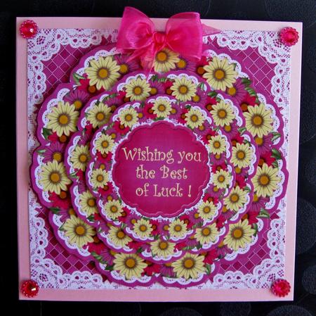 Cerise Daisy Good Luck 3D Doily Card Mini Kit by Suzi Cooper