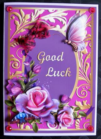 Luck Romantic Roses Card Front by Suzi Cooper