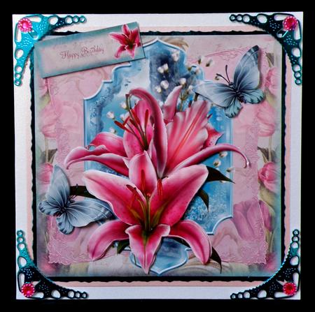 Beautiful Stargazer Lily Card Front by Suzi Cooper