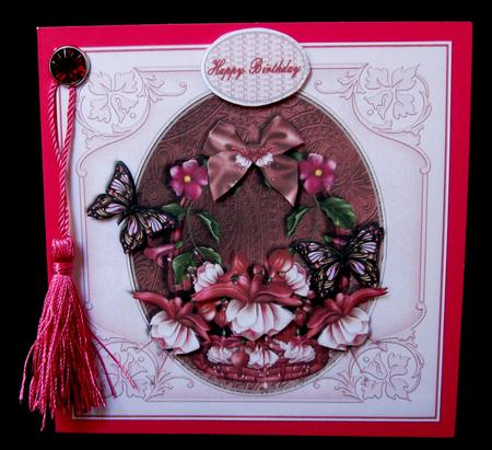 Basket Full of Fushia's Card Topper by Suzi Cooper