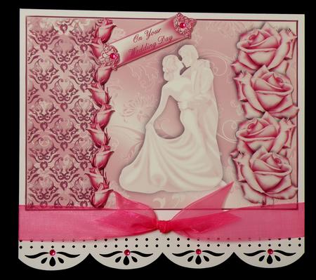 Wedding Day with Pink Roses Card Topper by Suzi Cooper