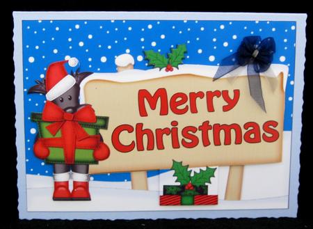 Xmas Merry Christmas Dog Signpost 5x7 Easicut Decoupage by Suzi Cooper