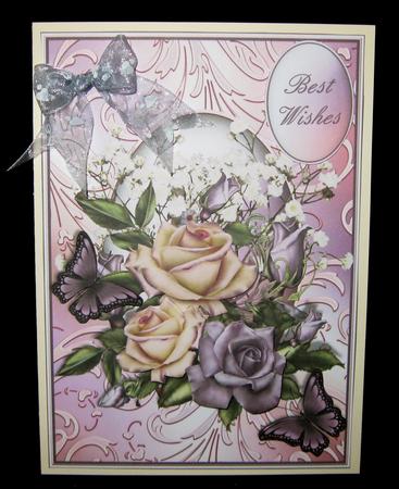 Roses on a Shimmering Swirl Frame Card Front by Suzi Cooper