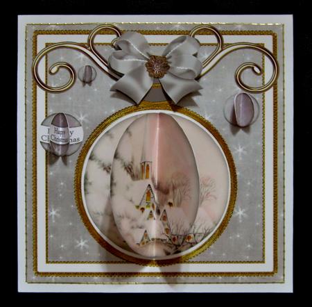 Ice Church Silver 3D Bauble 8in Card Front Mini Kit by Suzi Cooper