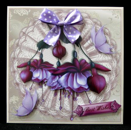 Beautiful Fushia's in Pink Card Topper by Suzi Cooper
