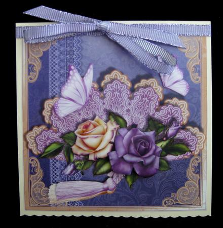 Lilac and Peach Fan with Roses Topper by Suzi Cooper