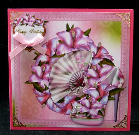Beautiful Pink Hibiscus Shoes and Fan by Suzi Cooper