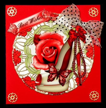 Gorgeous Cream and Red Shoe Plate Style Card by Suzi Cooper