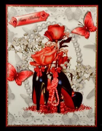 Those Red and Black Shoes Card Topper by Suzi Cooper