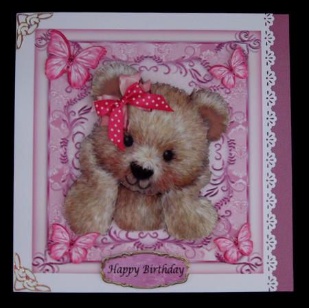 Cute Bear with Pink Bow 8x8 Mini Kit by Suzi Cooper