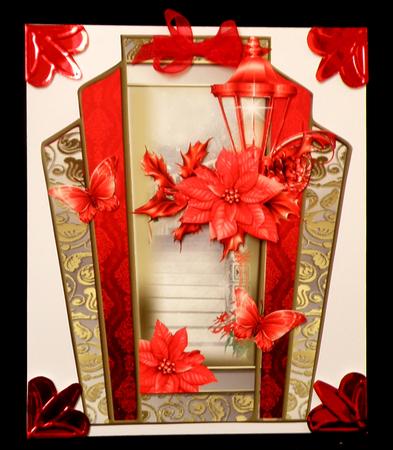 Red Poinsettia Lantern Art Deco Frame Topper by Suzi Cooper