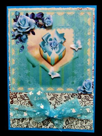Beautiful Teal Ribbon Heart Topper by Suzi Cooper