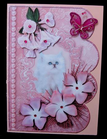 Dreamy Kitten 6 Scalloped Edge Card Decoupage by Suzi Cooper
