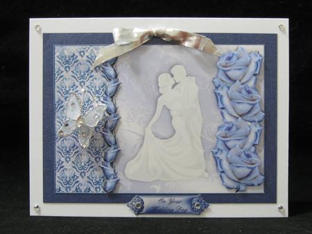 Wedding Day Blue Roses Card Topper by Suzi Cooper