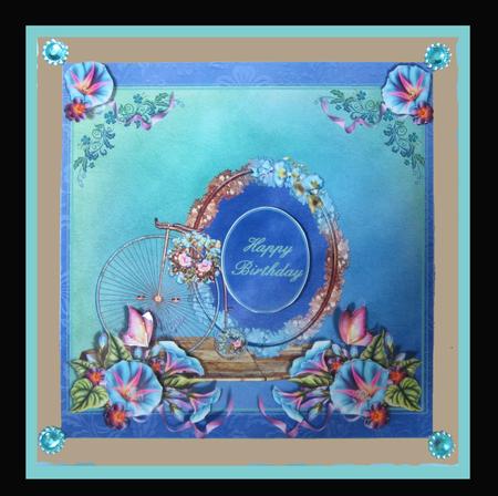 Beautiful Morning Glory and Penny Farthing Topper by Suzi Cooper