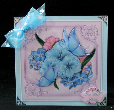 Blue Flora and Flutters Card Topper by Suzi Cooper