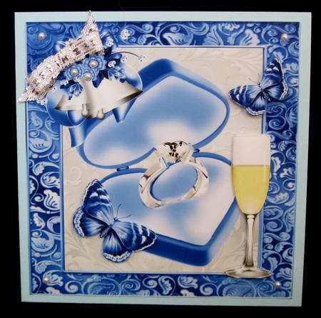 Beautiful Silver Engagement Ring in Dark Blue Box 8x8 by Suzi Cooper