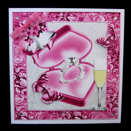 Beautiful Silver Engagement Ring in Hot Pink Box 8x8 by Suzi Cooper
