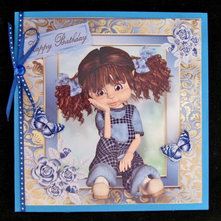 Cute Blue Kiki Girl 8x8 by Suzi Cooper
