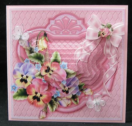 Pink and Lilac Pansies 6in x 6in Panel Pyramage by Suzi Cooper