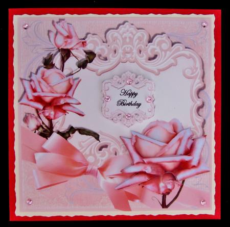 Large Fancy Panel Card - Dusky Pink Roses by Suzi Cooper