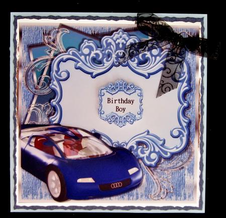 Large Fancy Panel Card - Blue Sports Car by Suzi Cooper