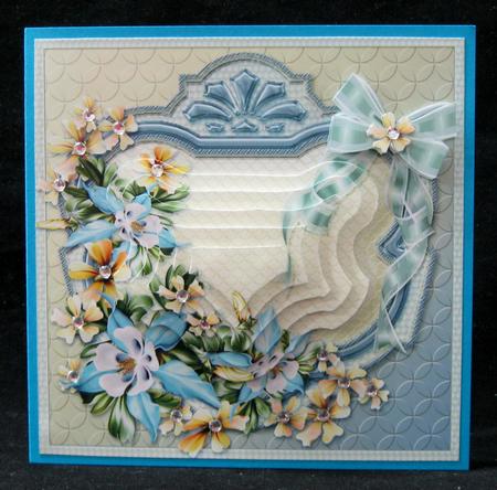 Blue and Yellow Flowers 6in x 6in Panel Pyramage by Suzi Cooper