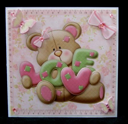 Patch Work "love Bear" 8x8 by Suzi Cooper