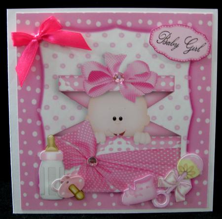 Cute Baby Girl in a Polka Dot Box 8x8 by Suzi Cooper